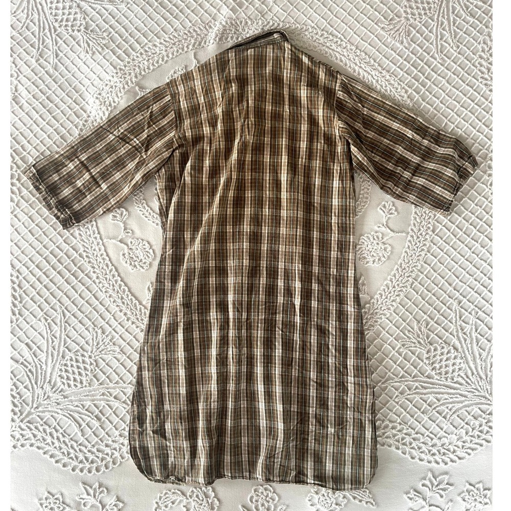Vintage State of Maine Brown Plaid Cotton Nightshirt Nightgown Womens Medium - Picture 7 of 7